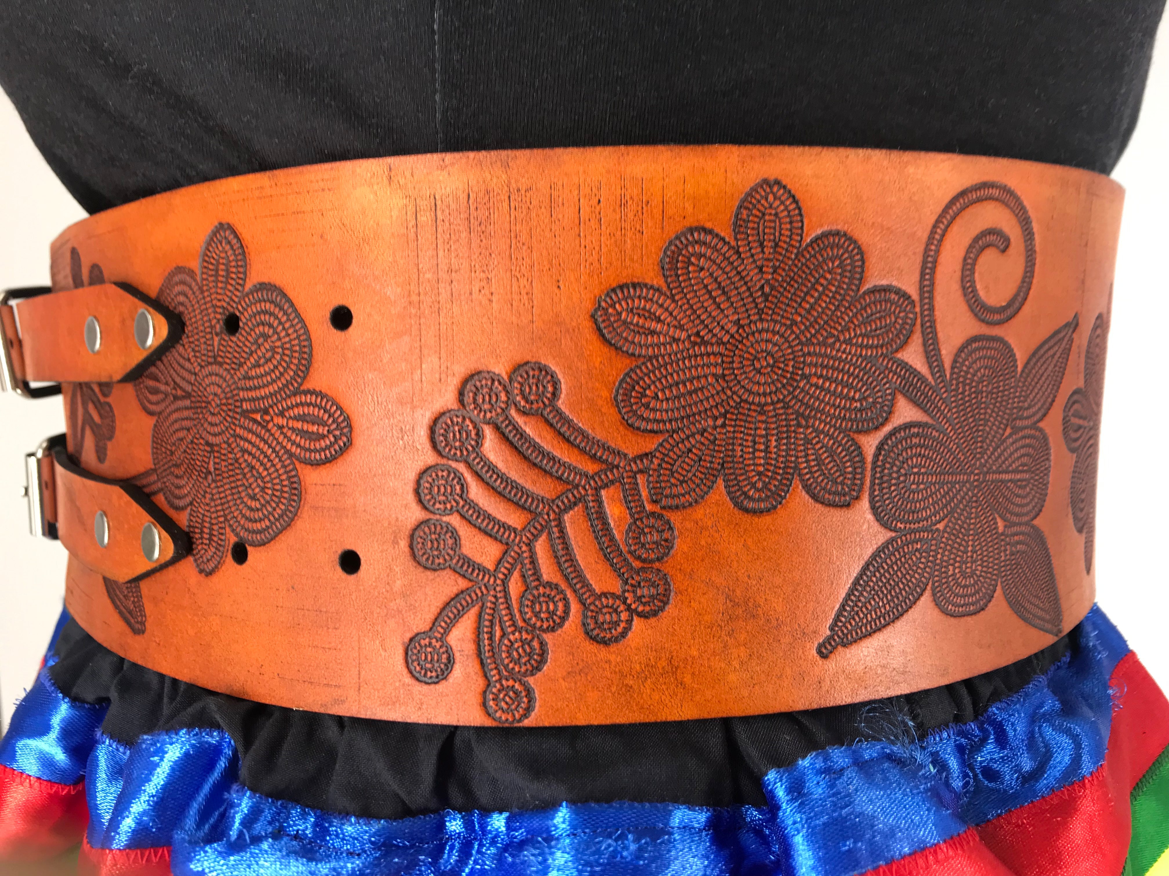 Midnight Garden Handmade Thick 4 Inch Leather Belt